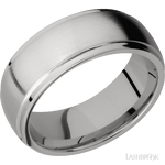 8 mm wide Domed Stepped Down Edges Titanium band. - Diamonds By Rothschild