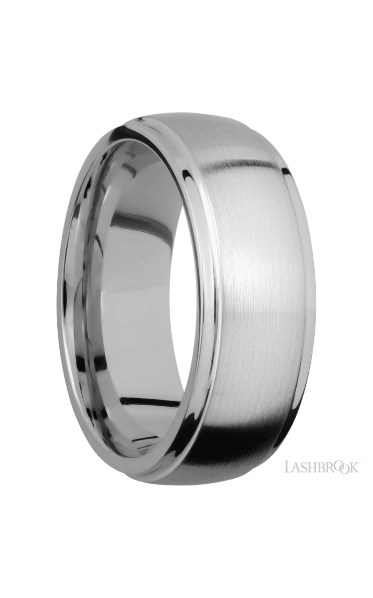 8 mm wide Domed Stepped Down Edges Titanium band. - Diamonds By Rothschild