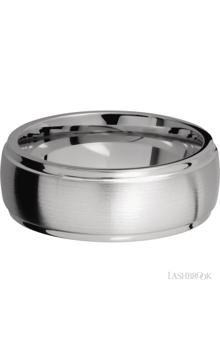 8 mm wide Domed Stepped Down Edges Titanium band. - Diamonds By Rothschild
