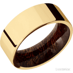 8 mm wide Flat 14K Yellow Gold band featuring a Sapele sleeve. - Diamonds By Rothschild