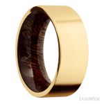 8 mm wide Flat 14K Yellow Gold band featuring a Sapele sleeve. - Diamonds By Rothschild