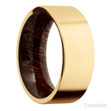 8 mm wide Flat 14K Yellow Gold band featuring a Sapele sleeve. - Diamonds By Rothschild
