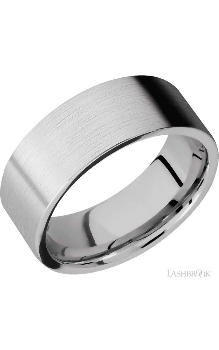 8 mm wide Flat Cobalt Chrome band. - Diamonds By Rothschild