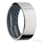 8 mm wide Flat Cobalt Chrome band featuring a Navy Blue sleeve. - Diamonds By Rothschild