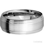 8 mm wide Flat Double Stepped Edges 14K White Gold band. - Diamonds By Rothschild