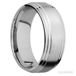 8 mm wide Flat Double Stepped Edges 14K White Gold band. - Diamonds By Rothschild