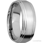 8 mm wide Flat Double Stepped Edges 14K White Gold band. - Diamonds By Rothschild