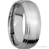 8 mm wide Flat Double Stepped Edges 14K White Gold band. - Diamonds By Rothschild