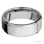 8 mm wide Flat Grooved Edges 14K White Gold band. - Diamonds By Rothschild
