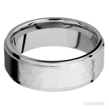 8 mm wide Flat Grooved Edges 14K White Gold band. - Diamonds By Rothschild