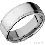 8 mm wide Flat Grooved Edges 14K White Gold band. - Diamonds By Rothschild