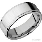 8 mm wide Flat Grooved Edges 14K White Gold band. - Diamonds By Rothschild
