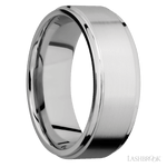 8 mm wide Flat Grooved Edges 14K White Gold band. - Diamonds By Rothschild