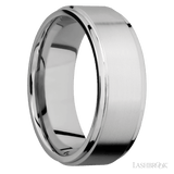 8 mm wide Flat Grooved Edges 14K White Gold band. - Diamonds By Rothschild