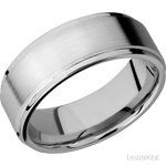 8 mm wide Flat Grooved Edges 14K White Gold band. - Diamonds By Rothschild