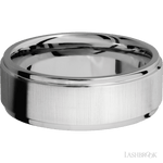 8 mm wide Flat Grooved Edges 14K White Gold band. - Diamonds By Rothschild