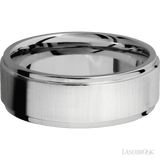8 mm wide Flat Grooved Edges 14K White Gold band. - Diamonds By Rothschild