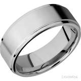 8 mm wide Flat Grooved Edges 14K White Gold band. - Diamonds By Rothschild