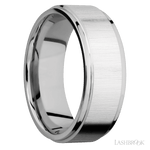 8 mm wide Flat Grooved Edges 14K White Gold band. - Diamonds By Rothschild