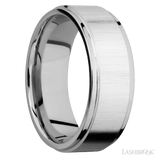 8 mm wide Flat Grooved Edges 14K White Gold band. - Diamonds By Rothschild