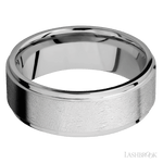 8 mm wide Flat Grooved Edges 14K White Gold band. - Diamonds By Rothschild