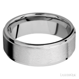 8 mm wide Flat Grooved Edges 14K White Gold band. - Diamonds By Rothschild