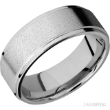 8 mm wide Flat Grooved Edges 14K White Gold band. - Diamonds By Rothschild