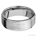 8 mm wide Flat Grooved Edges 14K White Gold band. - Diamonds By Rothschild