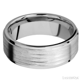 8 mm wide Flat Grooved Edges 14K White Gold band. - Diamonds By Rothschild