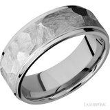 8 mm wide Flat Grooved Edges 14K White Gold band. - Diamonds By Rothschild