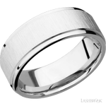 8 mm wide Flat Grooved Edges 14K White Gold band. - Diamonds By Rothschild