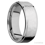 8 mm wide Flat Grooved Edges 14K White Gold band. - Diamonds By Rothschild