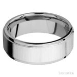 8 mm wide Flat Grooved Edges 14K White Gold band. - Diamonds By Rothschild