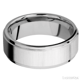 8 mm wide Flat Grooved Edges 14K White Gold band. - Diamonds By Rothschild
