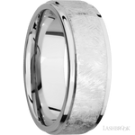 8 mm wide Flat Grooved Edges 14K White Gold band. - Diamonds By Rothschild