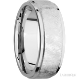 8 mm wide Flat Grooved Edges 14K White Gold band. - Diamonds By Rothschild