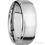 8 mm wide Flat Grooved Edges 14K White Gold band. - Diamonds By Rothschild