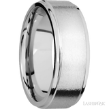 8 mm wide Flat Grooved Edges 14K White Gold band. - Diamonds By Rothschild