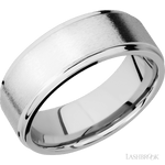 8 mm wide Flat Grooved Edges 14K White Gold band. - Diamonds By Rothschild