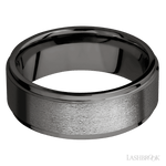 8 mm wide Flat Grooved Edges Tantalum Noir band. - Diamonds By Rothschild