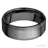 8 mm wide Flat Grooved Edges Tantalum Noir band. - Diamonds By Rothschild