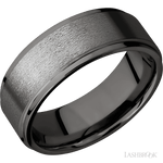 8 mm wide Flat Grooved Edges Tantalum Noir band. - Diamonds By Rothschild