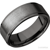 8 mm wide Flat Grooved Edges Tantalum Noir band. - Diamonds By Rothschild