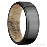 8 mm wide Flat Grooved Edges Zirconium band featuring a Spalted Tamarind sleeve. - Diamonds By Rothschild