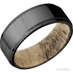 8 mm wide Flat Grooved Edges Zirconium band featuring a Spalted Tamarind sleeve. - Diamonds By Rothschild