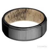 8 mm wide Flat Grooved Edges Zirconium band featuring a Spalted Tamarind sleeve. - Diamonds By Rothschild