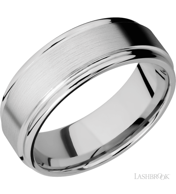 8 mm wide Flat Rounded Edges 14K White Gold band. - Diamonds By Rothschild