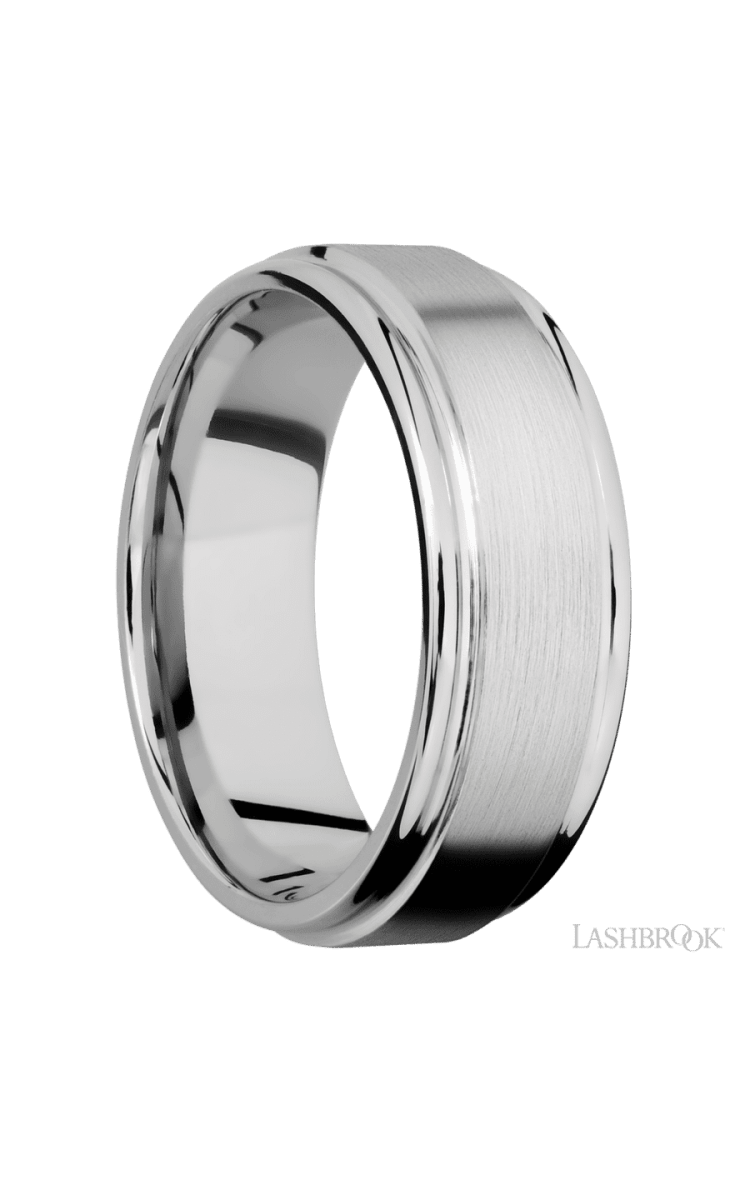 8 mm wide Flat Rounded Edges 14K White Gold band. - Diamonds By Rothschild