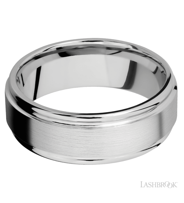 8 mm wide Flat Rounded Edges 14K White Gold band. - Diamonds By Rothschild