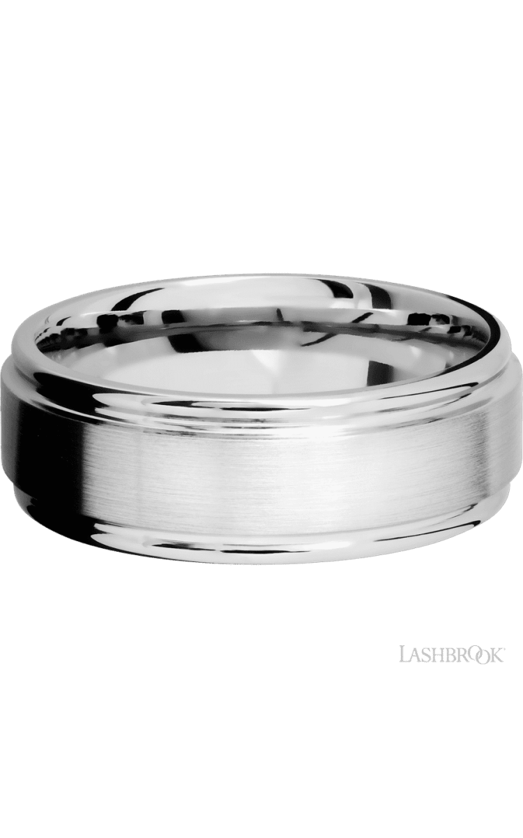 8 mm wide Flat Rounded Edges 14K White Gold band. - Diamonds By Rothschild